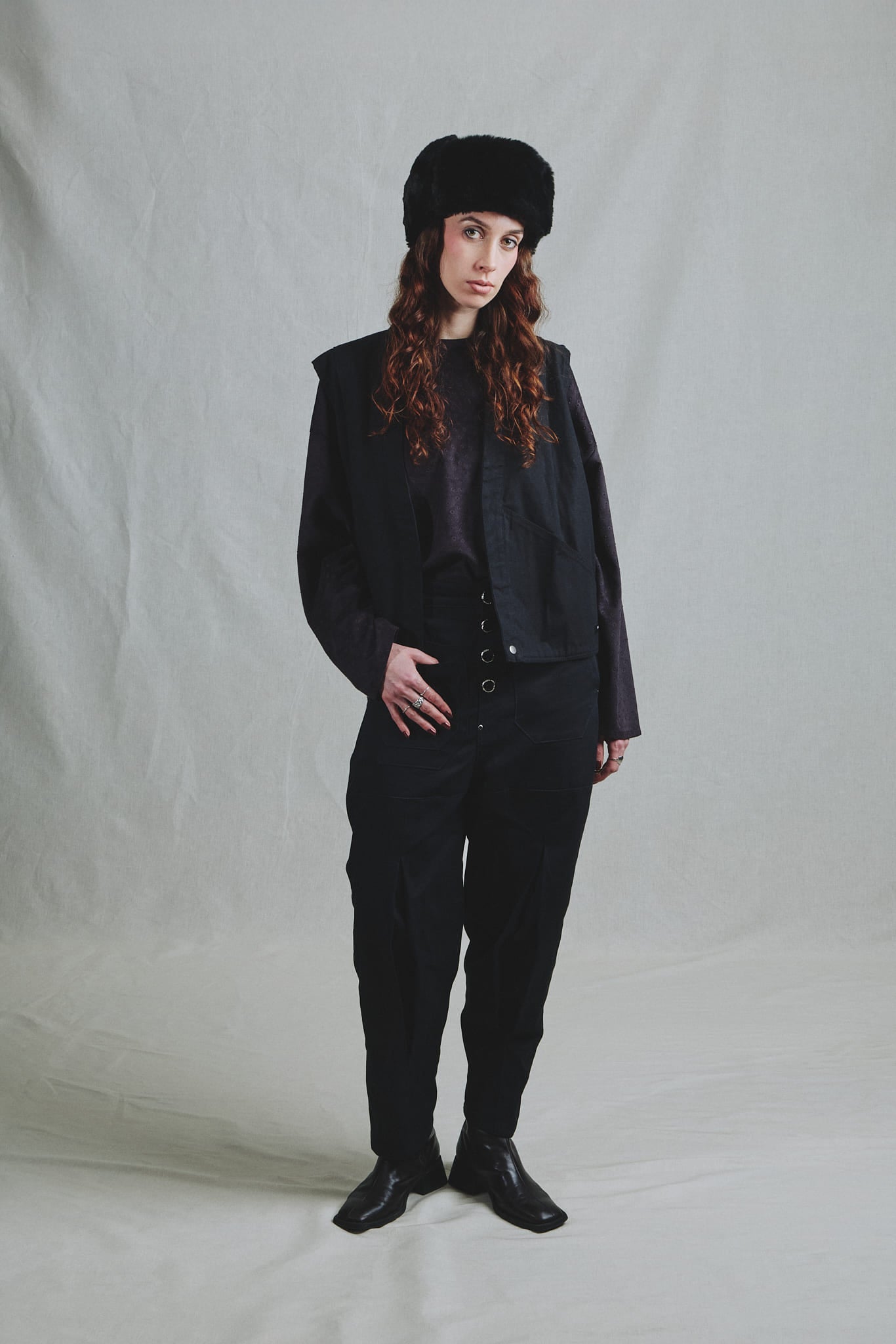 Pantalon Toile Coton Noir Coupe Exclusive Galileo 7 Poches Pli Fémur