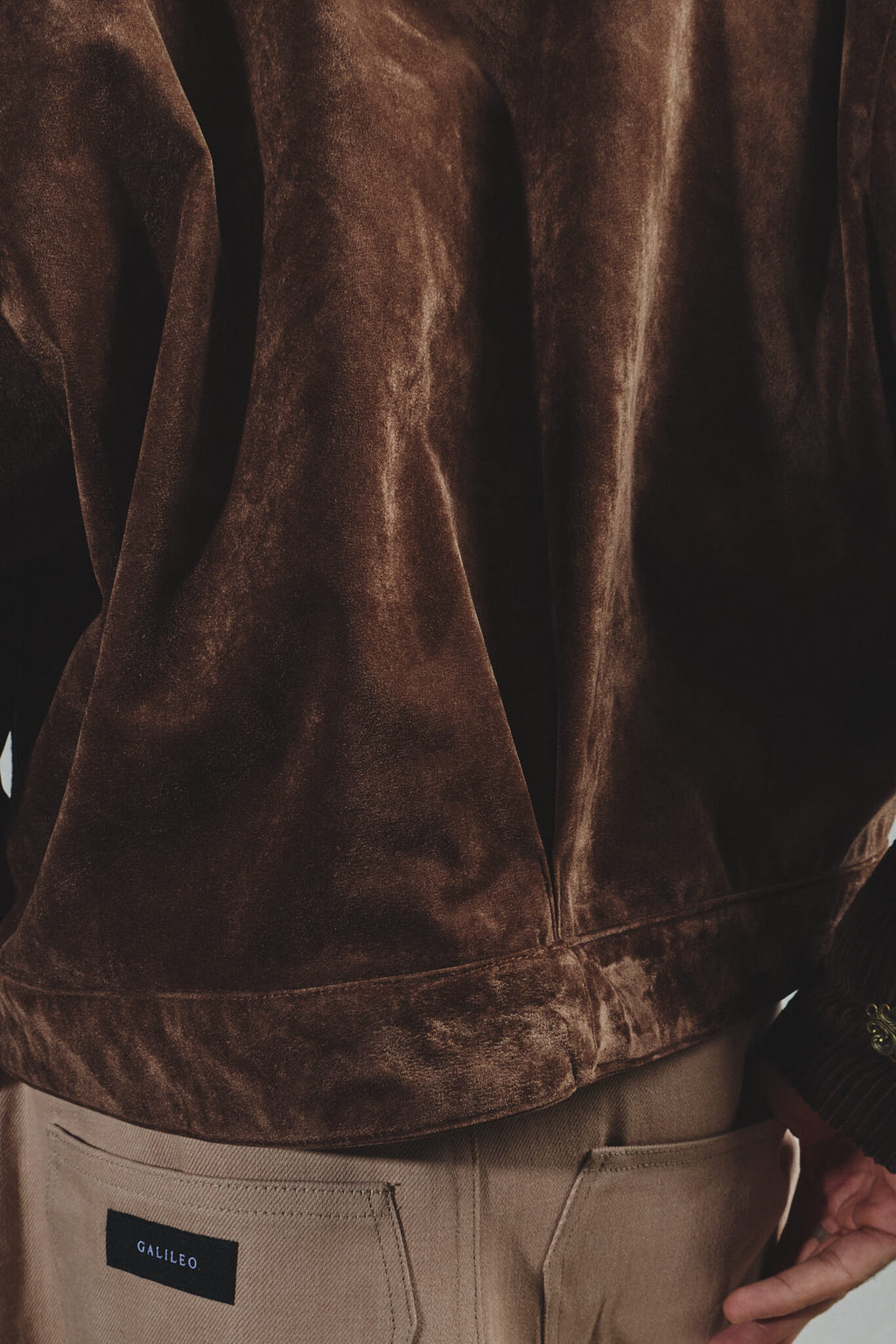 Veste Oversize Alcantara et Velours Côtelé Marron