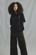 T-Shirt Crop oversize Velour Noir