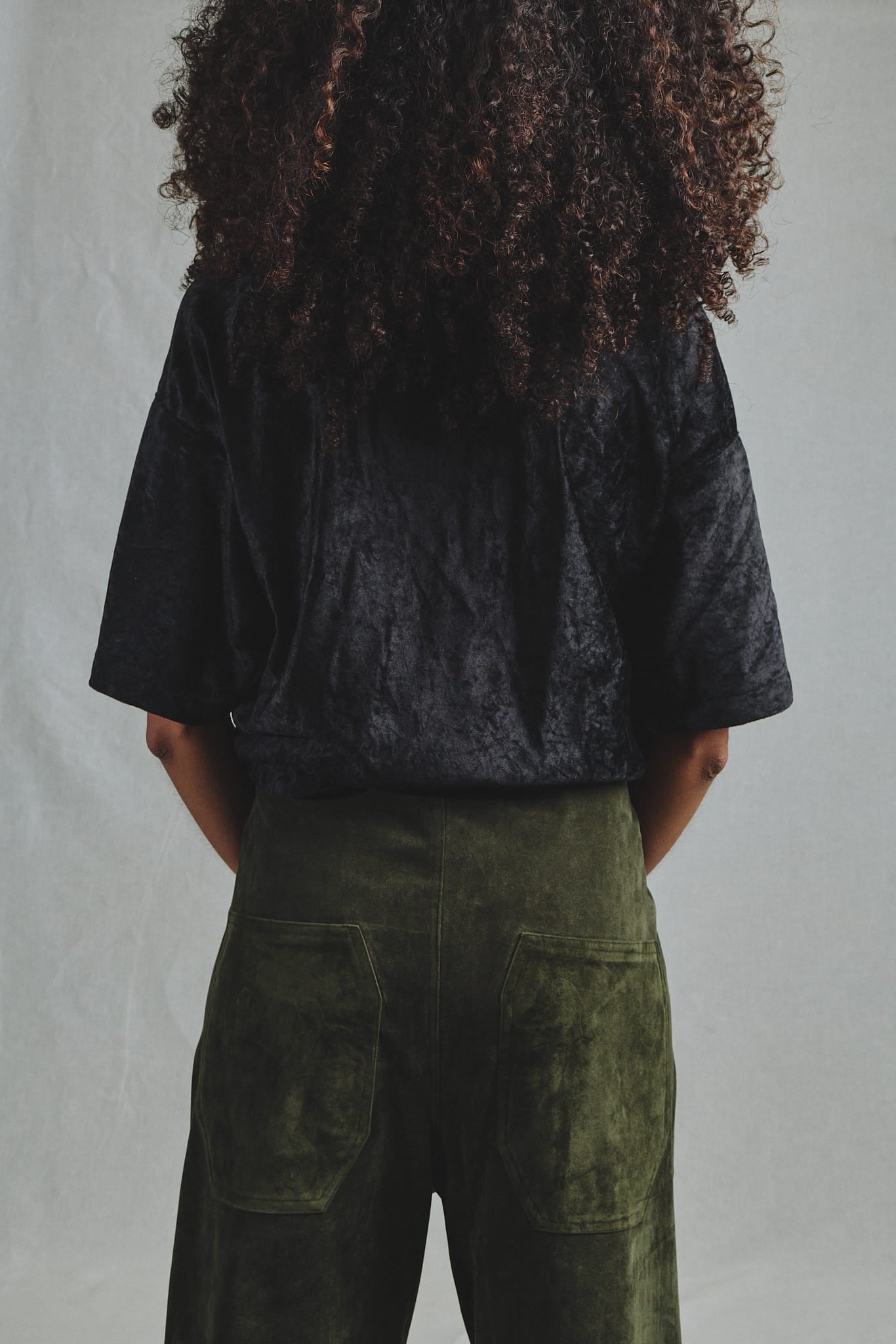 T-Shirt Crop oversize Velour Noir