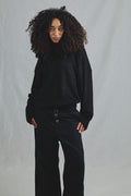 Pull Oversize Velours Duveteux Noir Pièce Unique