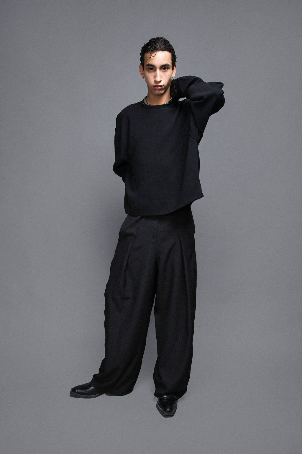 Pantalon à Pinces - 100% Coton Noir Pantalons Galileo Couture 