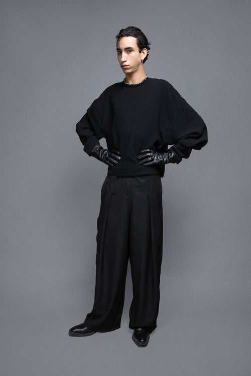 Pantalon à Pinces - 100% Coton Noir Pantalons Galileo Couture 
