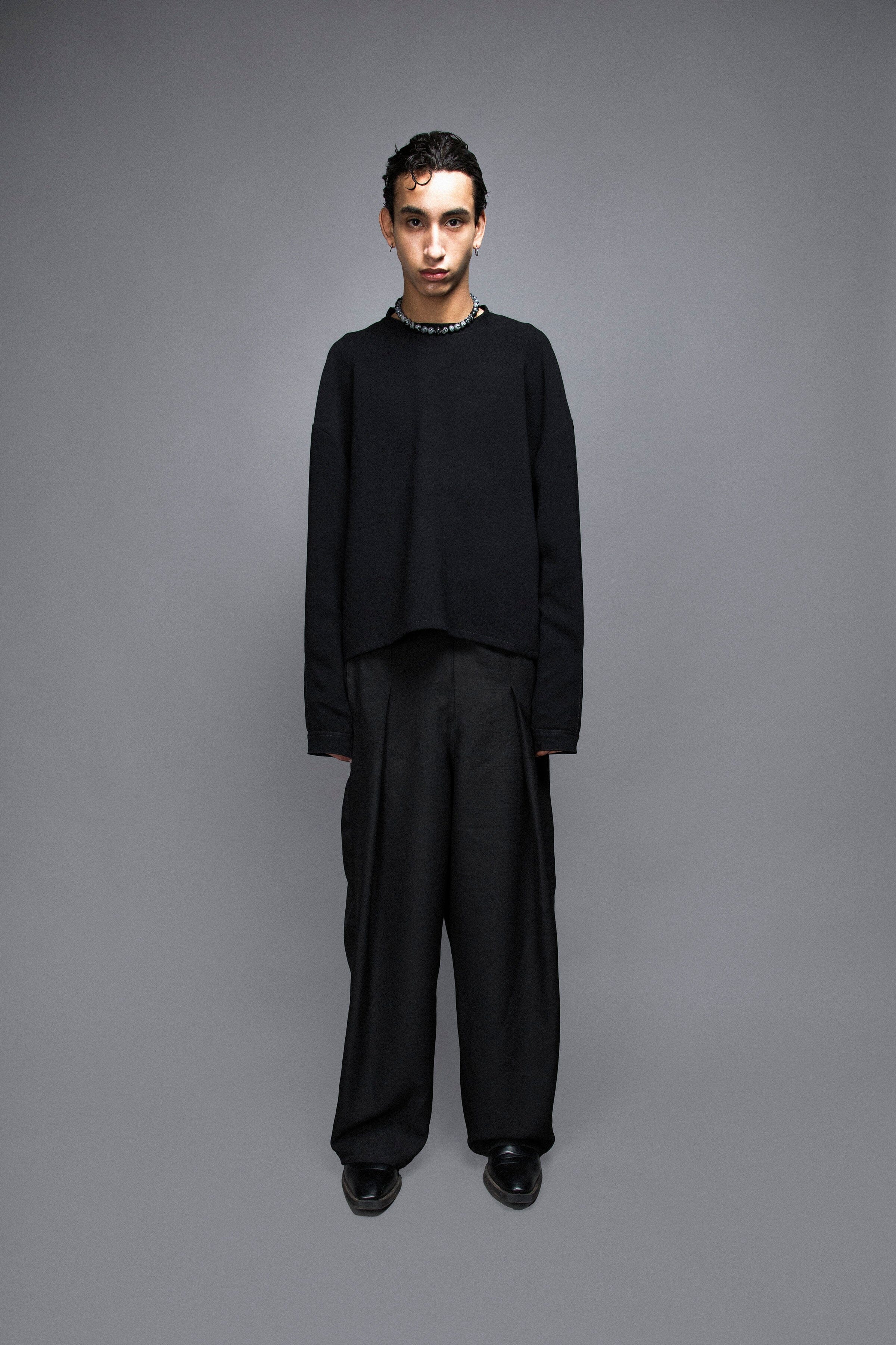 Pantalon à Pinces - 100% Coton Noir Pantalons Galileo Couture 