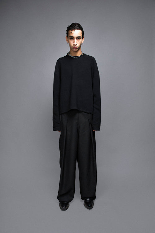 Pantalon à Pinces - 100% Coton Noir Pantalons Galileo Couture 