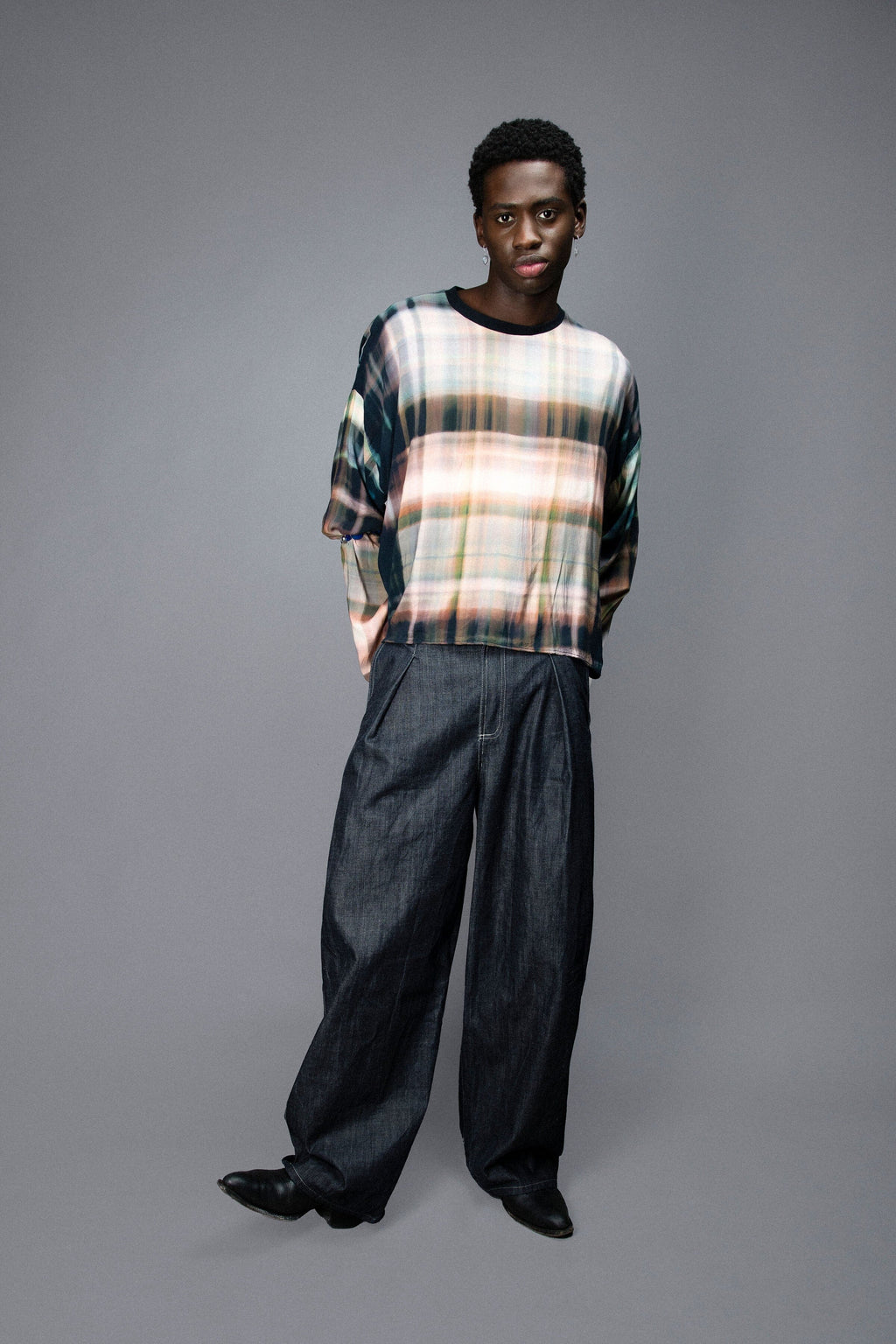 Pantalon Large à Pinces - Jean Brut Italien Pantalons Galileo Couture 