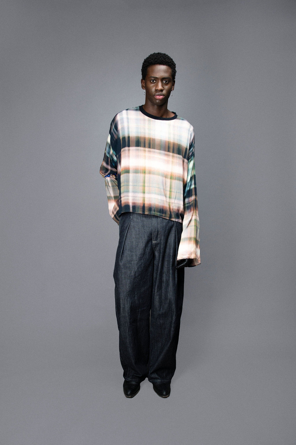 Pantalon Large à Pinces - Jean Brut Italien Pantalons Galileo Couture 