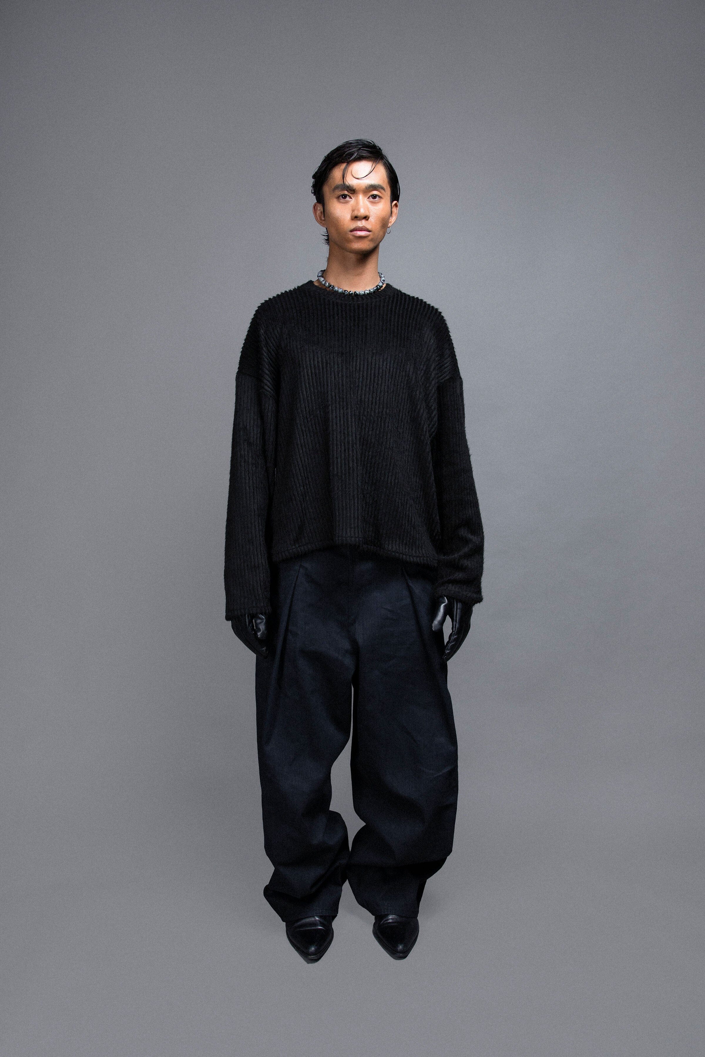 Pull Oversize - Velours Coton Noir Pulls Galileo Couture 
