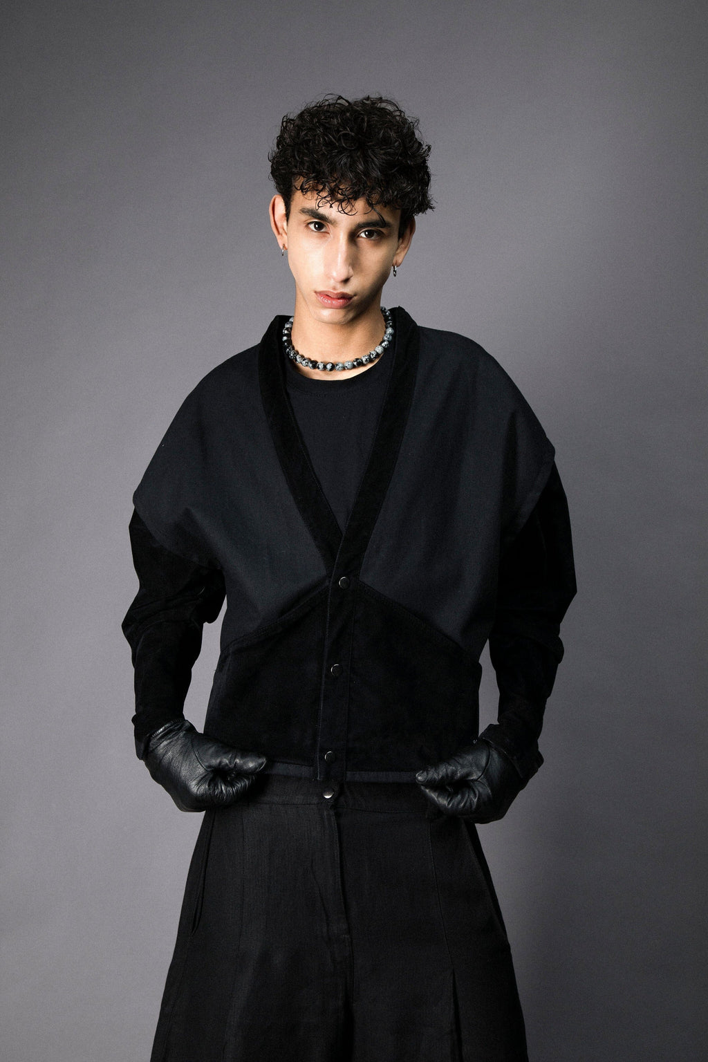 Veston - Toile Sergé Coton & Alcantara Noir Vestes Galileo Couture 