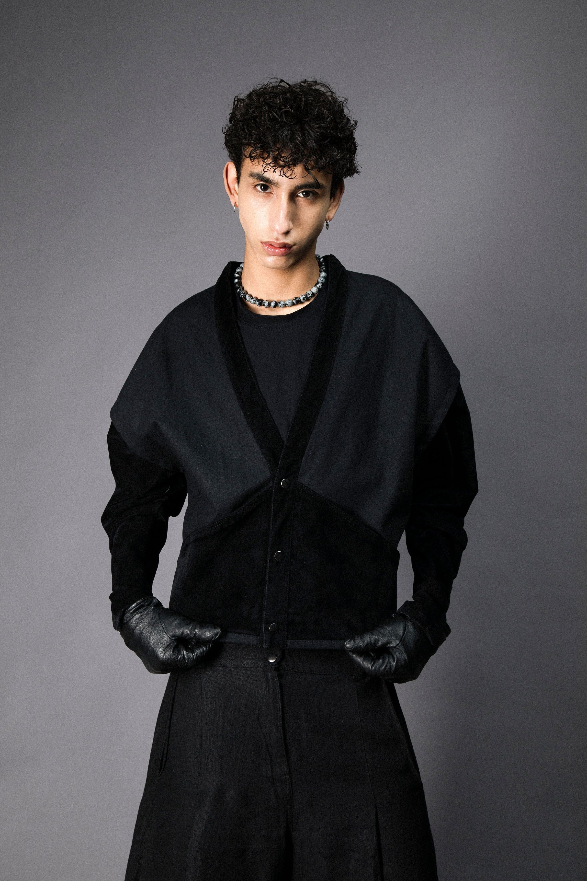 Veston - Toile Sergé Coton & Alcantara Noir Vestes Galileo Couture 