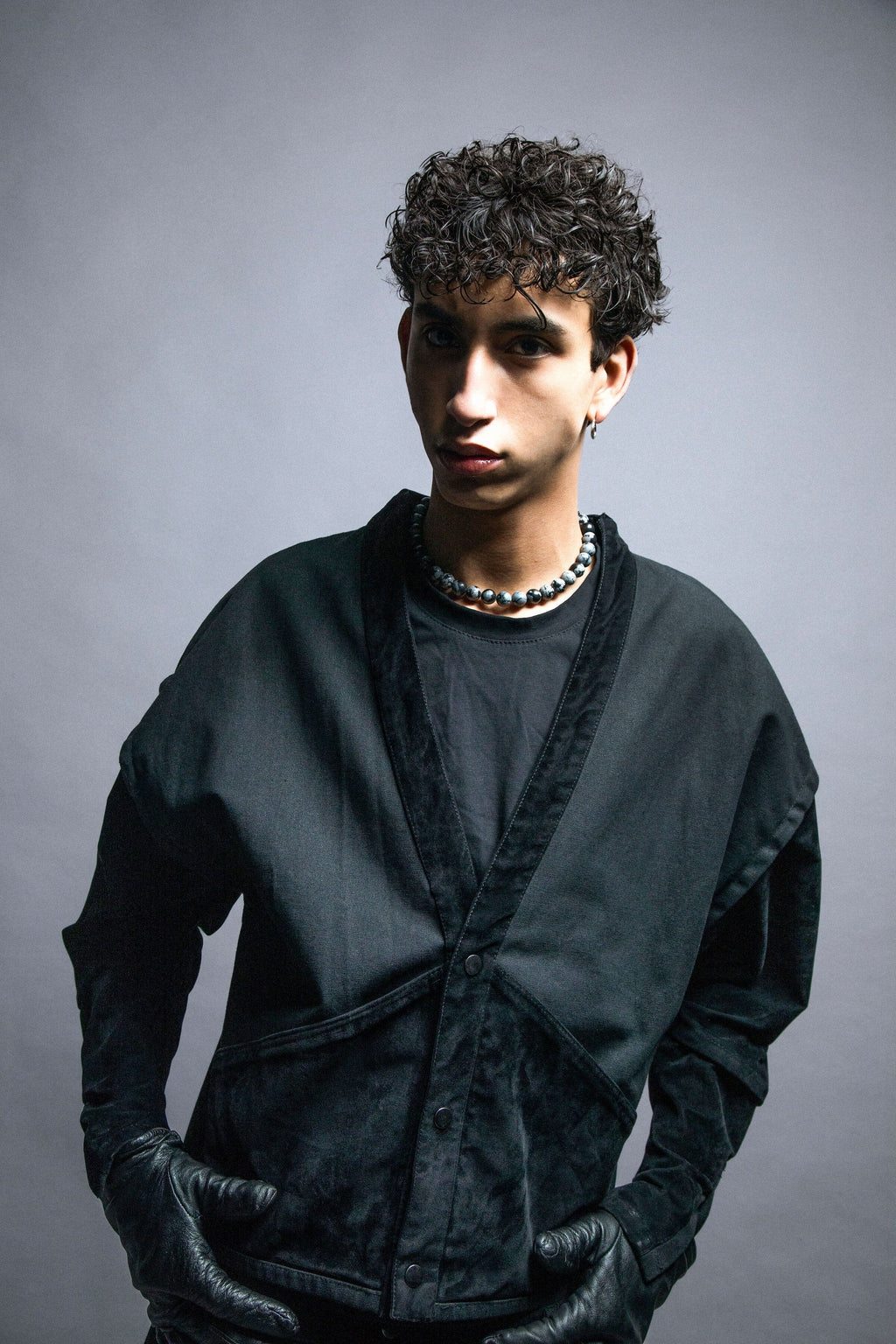 Veston - Toile Sergé Coton & Alcantara Noir Vestes Galileo Couture 